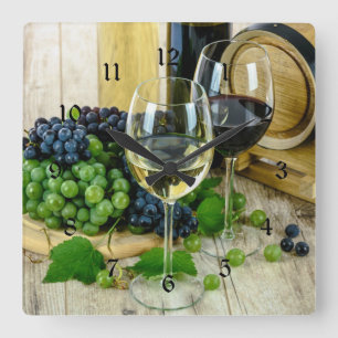 Horloge Carrée Vin fin, âge à la perfection