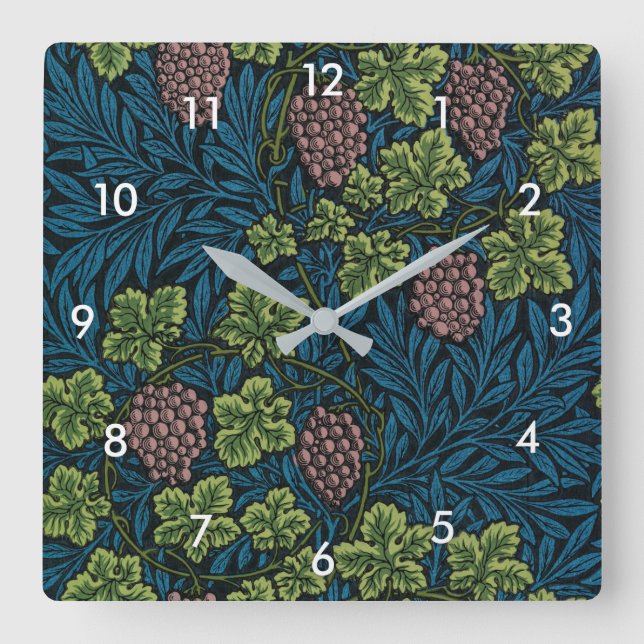 Horloge Carrée Vin Motif, William Morris (Recto)