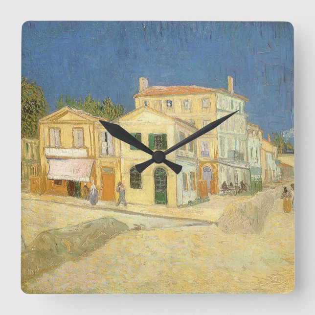 Horloge Carrée Vincent van Gogh - La Maison Jaune (La Rue) (Recto)