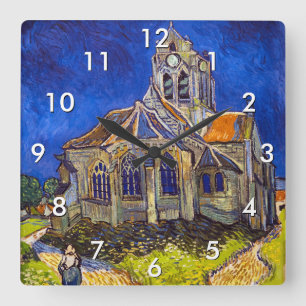 Horloge Carrée Vincent van Gogh - L'église d'Auvers-sur-Oise