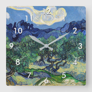 Horloge Carrée Vincent van Gogh - Oliviers avec les Alpilles