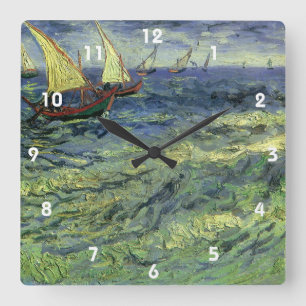Horloge Carrée Vincent van Gogh - Paysage marin à Saintes Maries