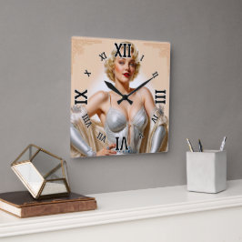Horloge Carrée Vintage Glamor Hollywood Blonde Beauté
