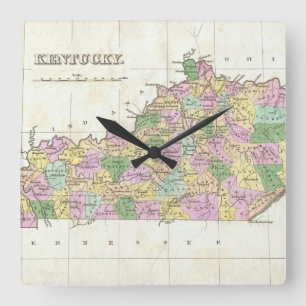 Horloge Carrée Vintage Map of Kentucky