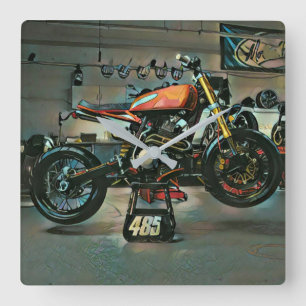 Horloge Carrée vintage motorcycle art