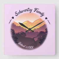 Vintage Purple Jaune Farmhouse Mountain Sunset