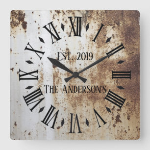 Horloge Carrée Vintage Rustique Shabby Chic en détresse Antique