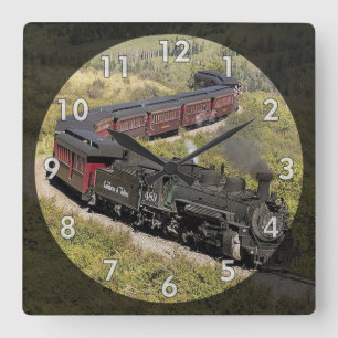 Horloge Carrée Vintage Steam Engine Train C & TS-489