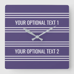 Horloge Carrée Violet Stripes custom wall clock