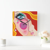 Visage Abstrait lunette rouge Motifs jaunes