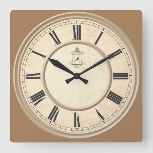 Horloge Carrée Visage d'horloge d'antiquités totalement Cool
