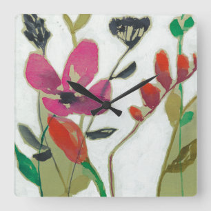 Horloge Carrée Vivid Flowers I