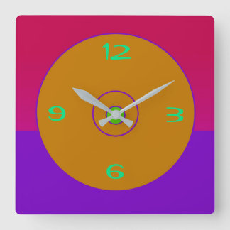 Horloge Carrée Vivid Pink Purple Gold Lime Wall Clock