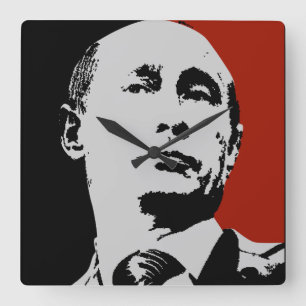 Horloge Carrée Vladimir Poutine rouge