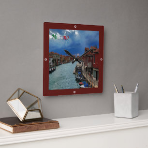 Horloge Carrée VNT055 VENISE, MURANO, Vénétie, Italie,