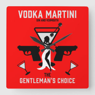 Horloge Carrée Vodka Martini Drink Gift