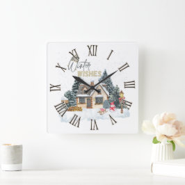 Horloge Carrée Voeux d'hiver