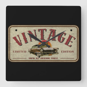 Horloge Carrée Voiture Classique Vintage Édition Limitée Pièces D