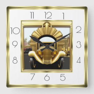 Horloge Carrée Voiture en or Art déco