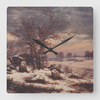 Horloge Carrée Vordingborg in Winter by J.C. Dahl Fine Art