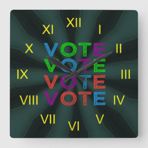 Horloge Carrée VOTE multicolore
