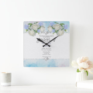 Horloge Carrée Votre Faire-part de mariage Photo Sur Un