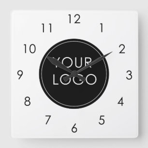 Horloge Carrée Votre logo ici Entreprise Entreprise Blanc