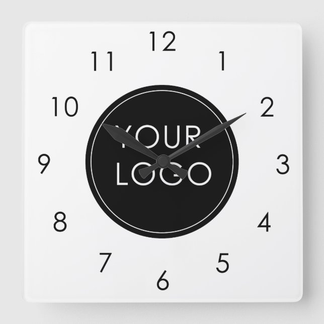 Horloge Carrée Votre logo ici Entreprise Entreprise Blanc (Recto)