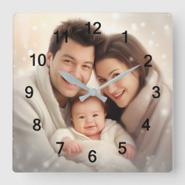 Horloge Carrée Votre mur photo de famille préférée