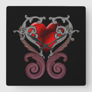 Horloge Carrée Vous Avez Mon Coeur (Rouge)