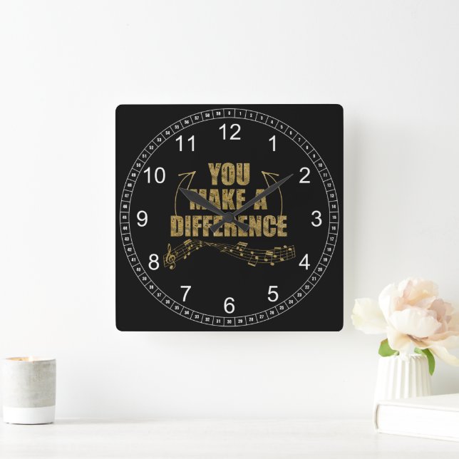 Horloge Carrée Vous faites une différence musiciens (Maison)