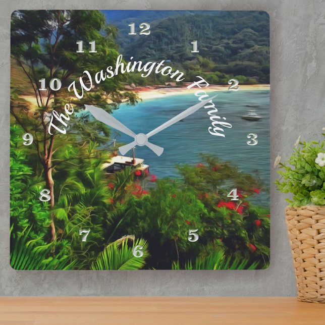 Horloge Carrée Vue famille Yelapa 0828 (Créateur téléchargé)
