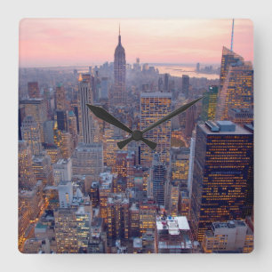 Horloge Carrée Vue large de Manhattan au coucher du soleil