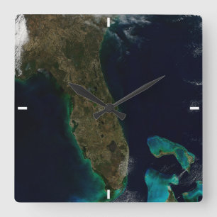 Horloge Carrée Vue Satellite Sur La Floride.