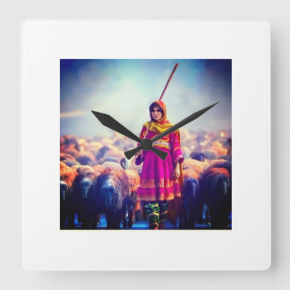 Horloge Carrée wall clock Afghan design