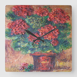 Horloge Carrée Wall Clock Ann Hayes Painting Red Beauty
