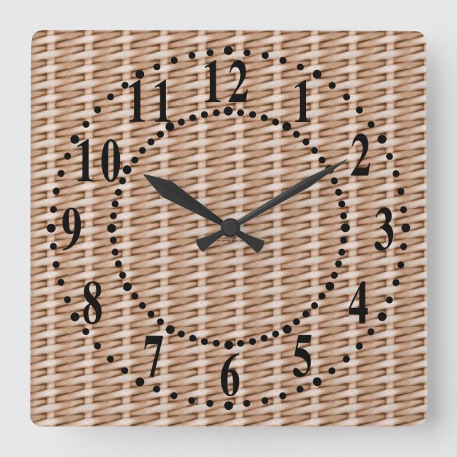Horloge Carrée Wall Clock Brown Wicker (Recto)