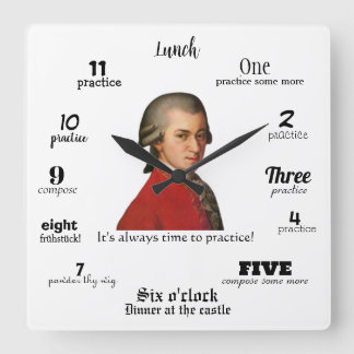 Horloge Carrée Wall Clock - Mozart - It's always time to practice