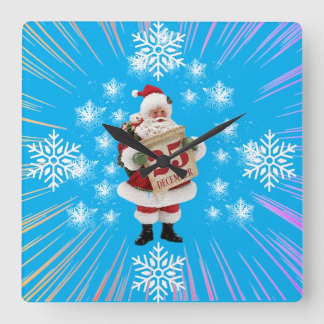 Horloge Carrée Wall Clock Santa Clause  (Recto)