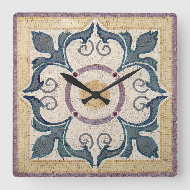 Horloge Carrée Wall Clock - Square Tile Design (Recto)