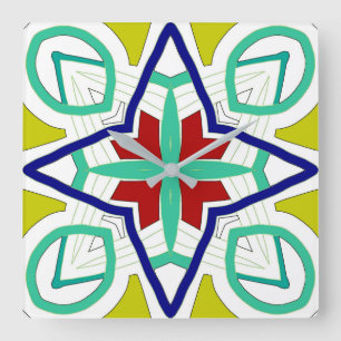 Horloge Carrée Wall Clock, Un Carré design classique coloré