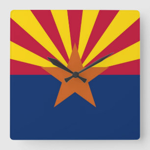 Horloge Carrée Wall Clock with Flag of Arizona State, USA