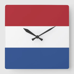 Horloge Carrée Wall Clock with Flag of Netherlands
