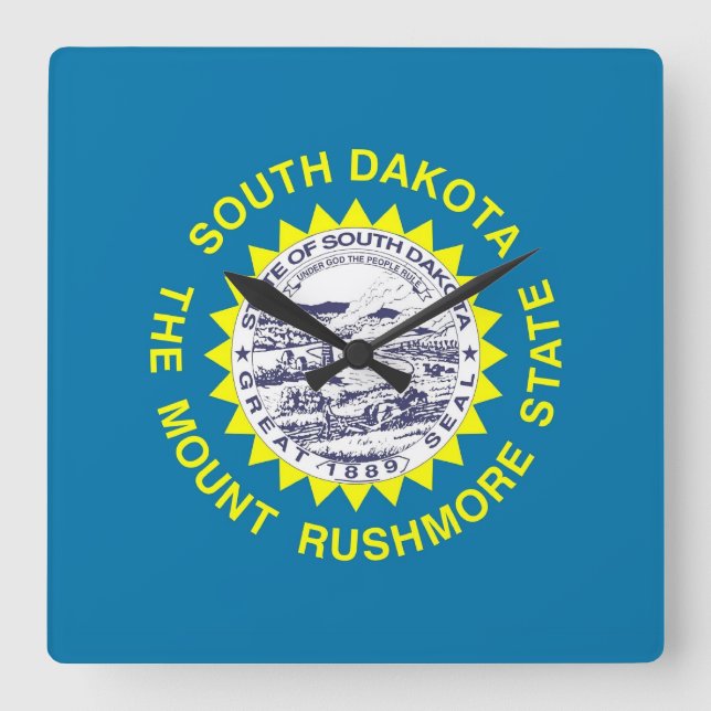 Horloge Carrée Wall Clock with Flag of South Dakota, USA (Recto)