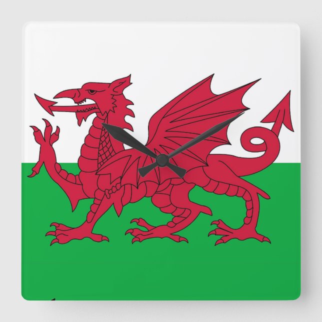 Horloge Carrée Wall Clock with Flag of Wales (Recto)