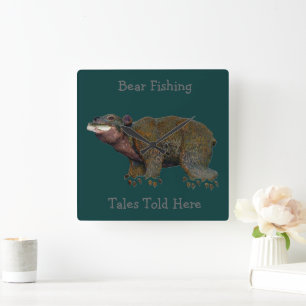 Horloge Carrée Walnut Bear