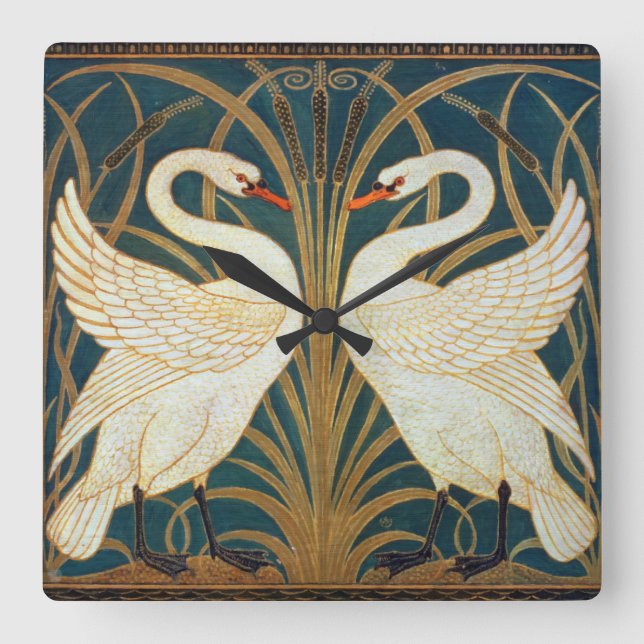 Horloge Carrée Walter Crane Swan (Recto)