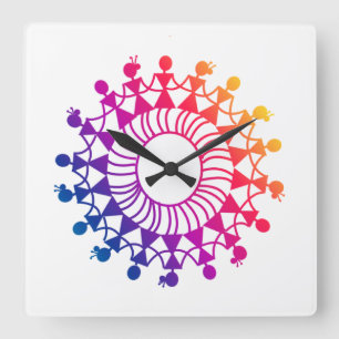 HORLOGE CARRÉE WARLI ART DESIGN MOTIF
