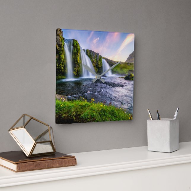 Horloge Carrée Waterfalls | Kirkjufellsfoss, Iceland (Bureau)