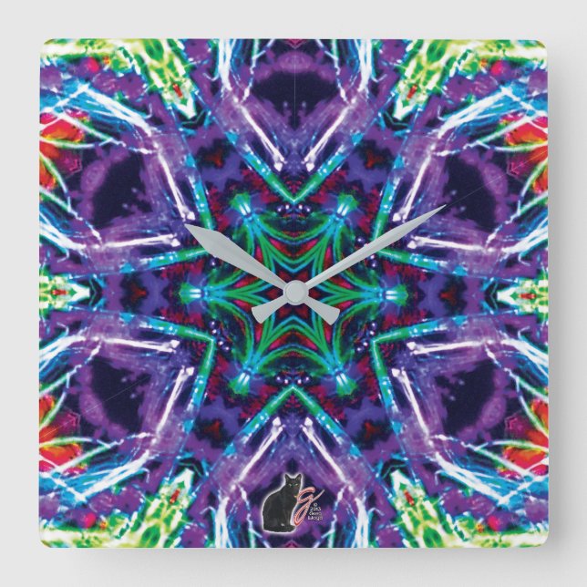 Horloge Carrée Weaver Kaleidoscope (Recto)